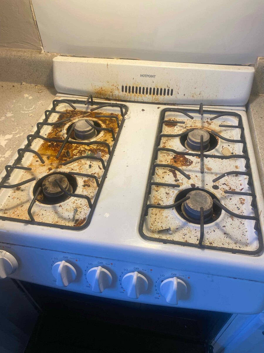 Heavily soiled stove before PureNeta cleaning